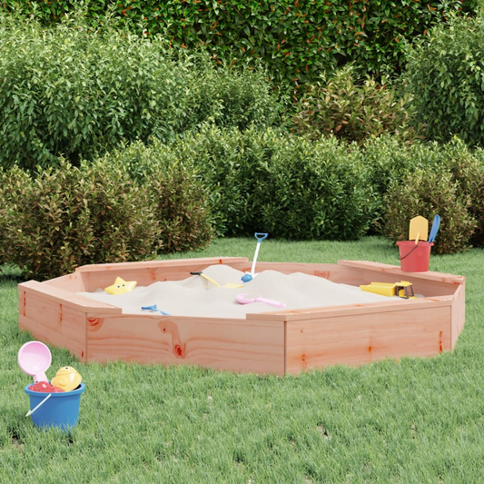 vidaXL Sandbox with Seats Octagon Solid Wood Douglas