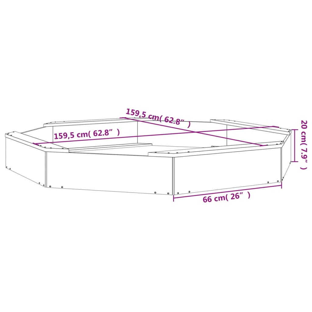 vidaXL Sandbox with Seats Octagon Solid Wood Douglas