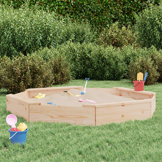 vidaXL Sandbox with Seats Octagon Solid Wood Pine