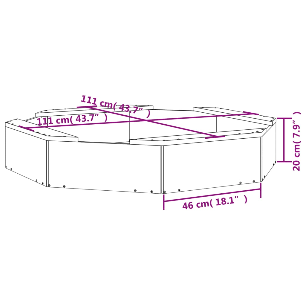 vidaXL Sandbox with Seats Black Octagon Solid Wood Pine