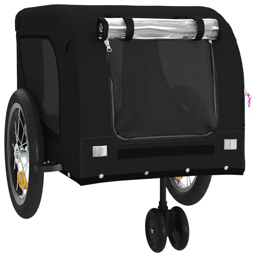 vidaXL Pet Bike Trailer Black Oxford Fabric and Iron