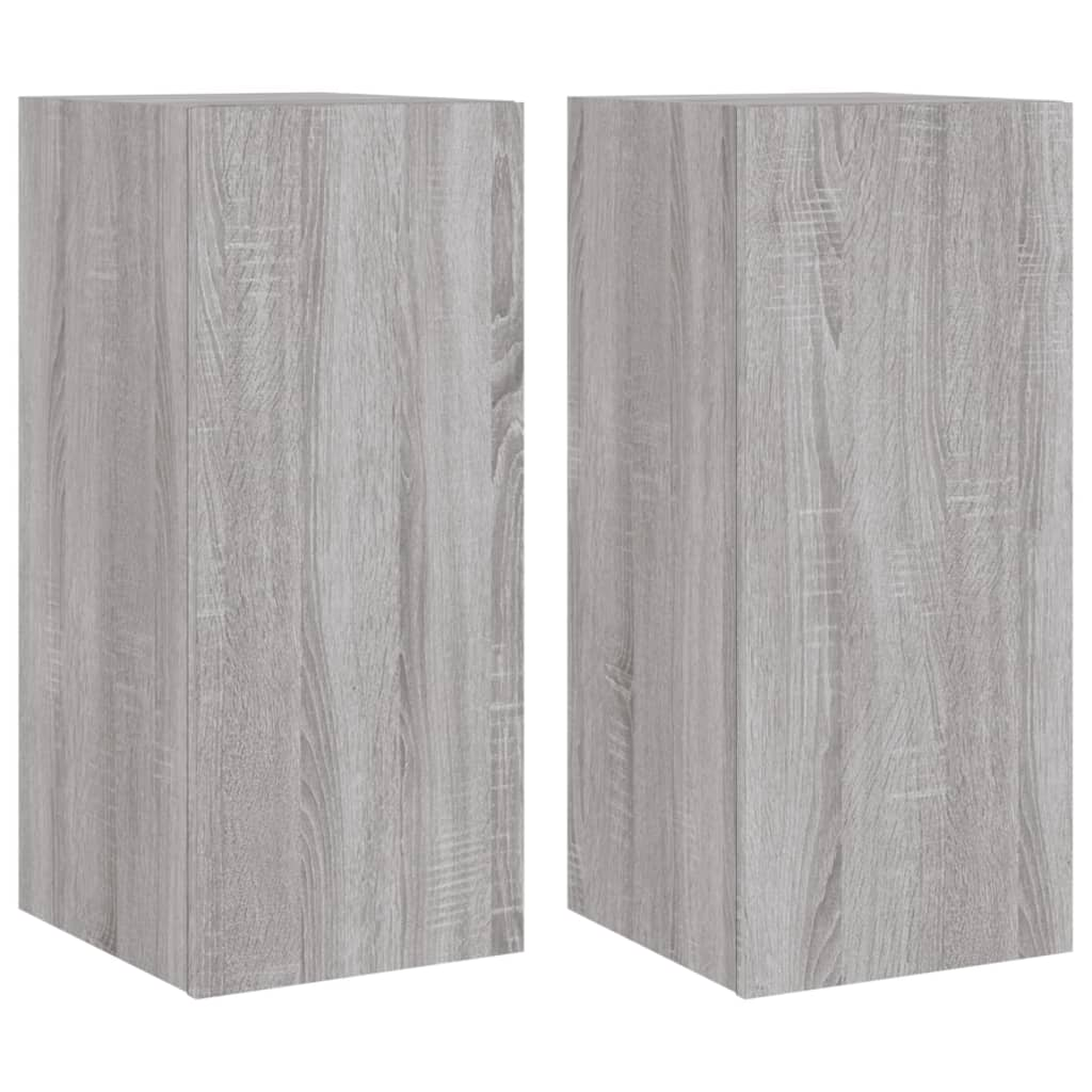 vidaXL TV Wall Cabinets with LED Lights 2 pcs Grey Sonoma 30.5x35x70 cm