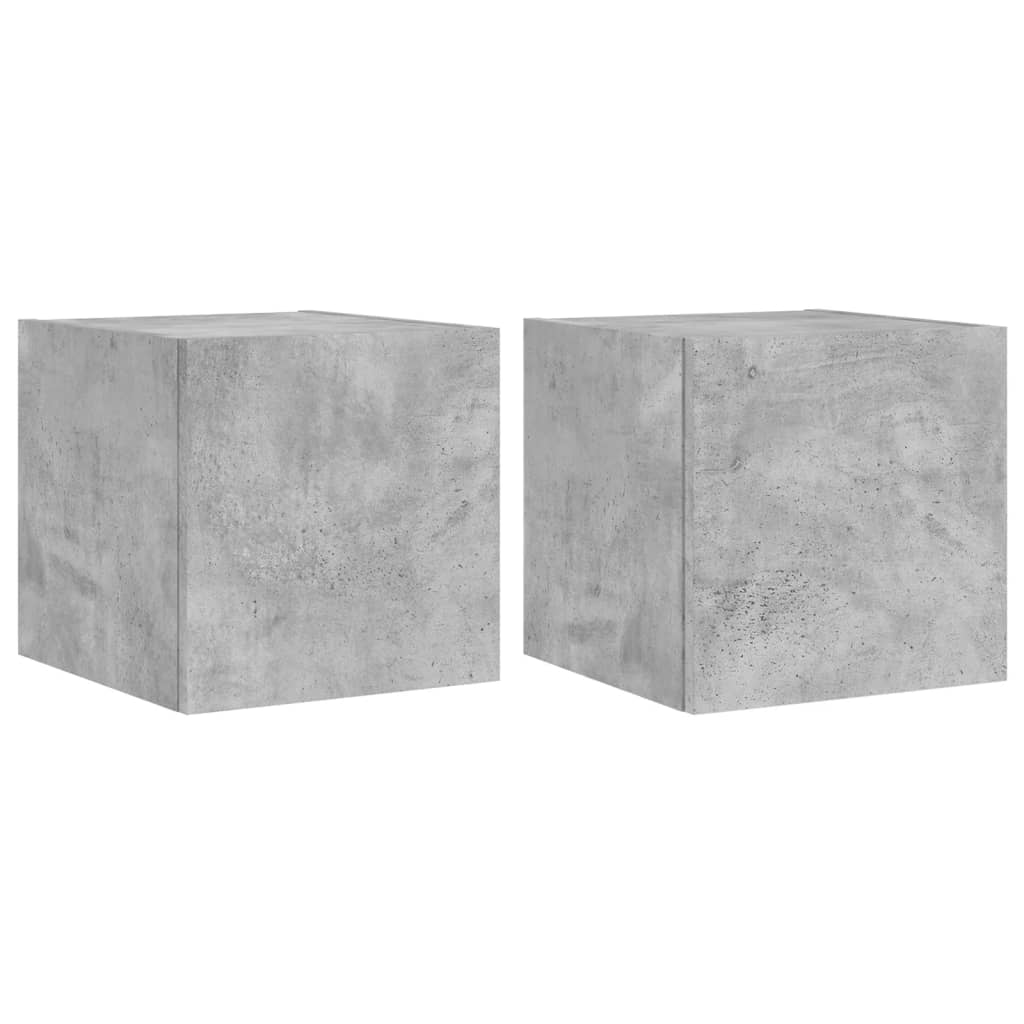 vidaXL TV Wall Cabinets with LED Lights 2 pcs Concrete Grey 30.5x35x30 cm