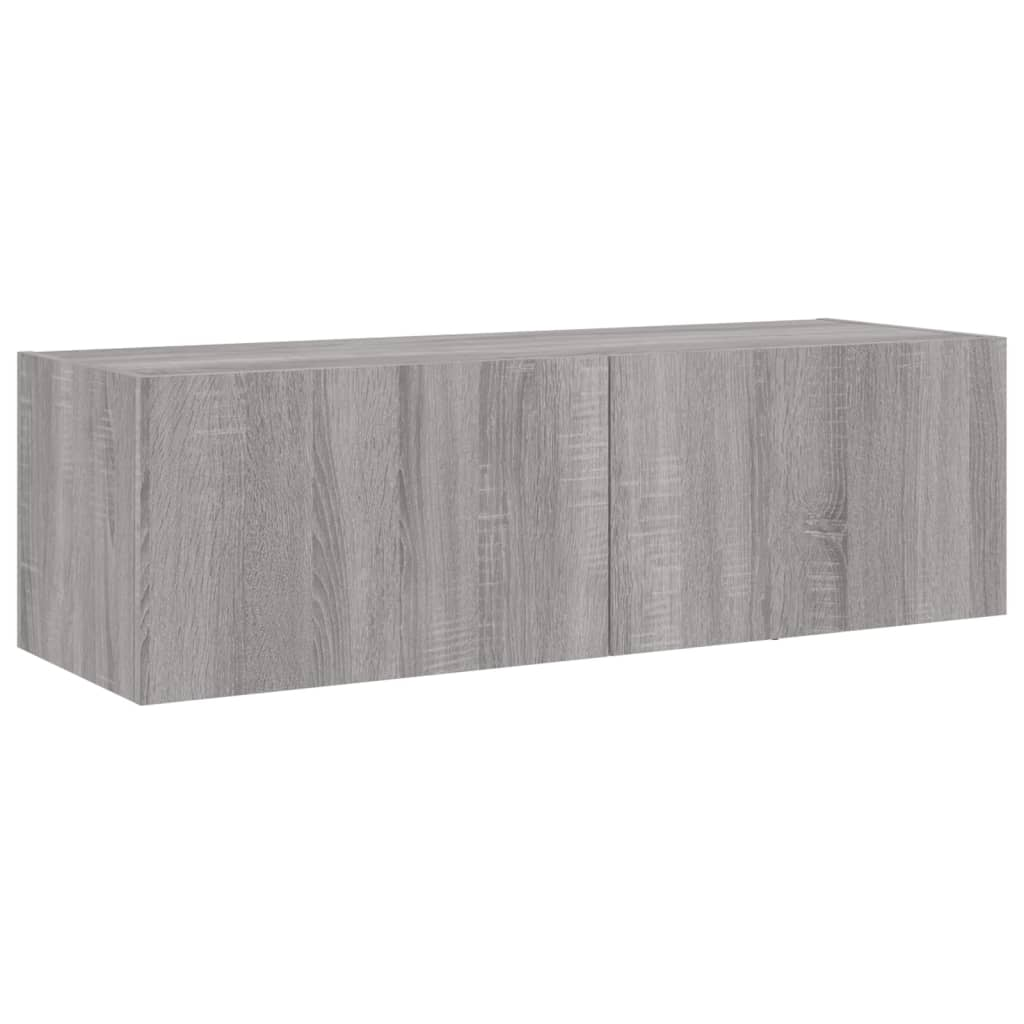 vidaXL TV Wall Cabinet with LED Lights Grey Sonoma 100x35x31 cm