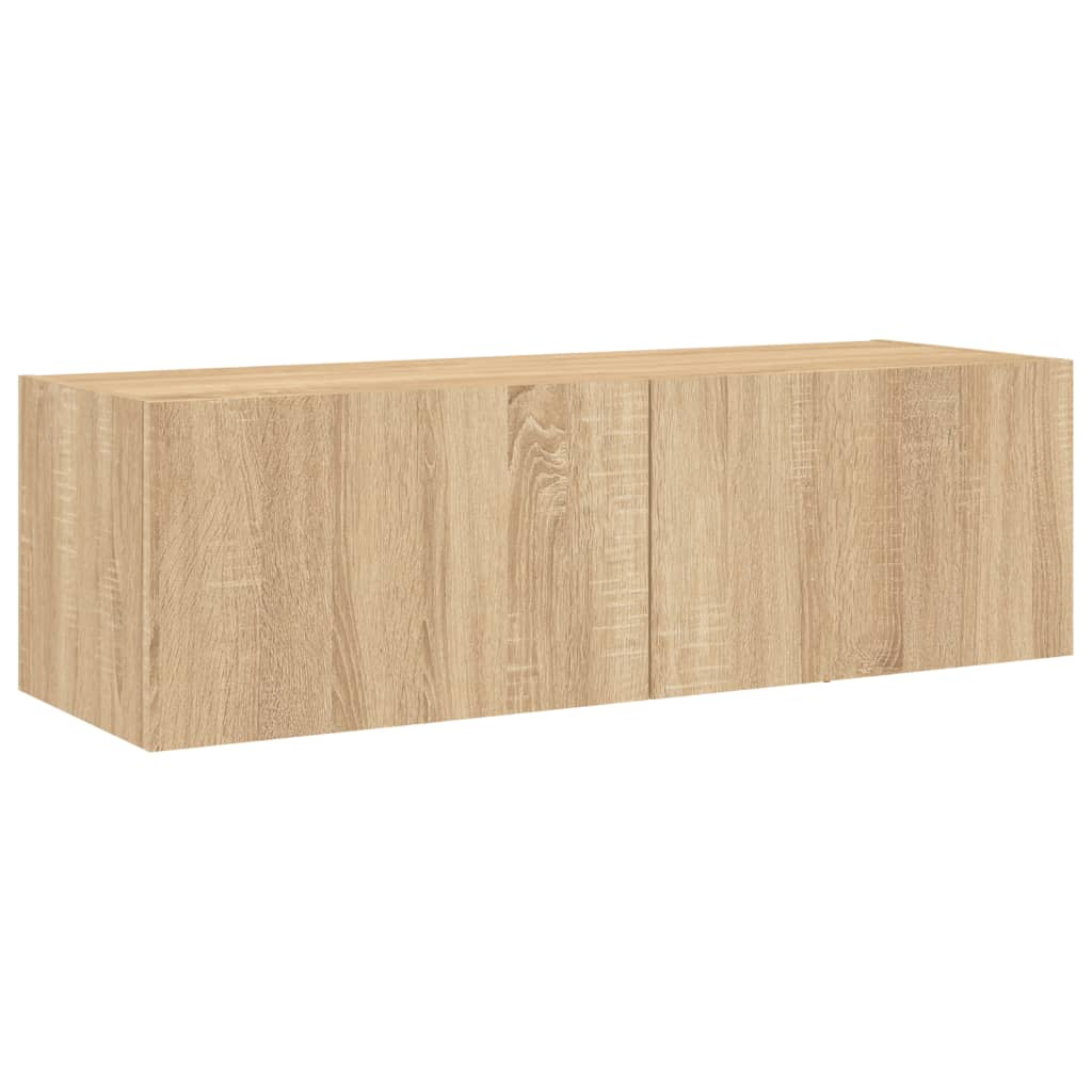 vidaXL TV Wall Cabinet with LED Lights Sonoma Oak 100x35x31 cm