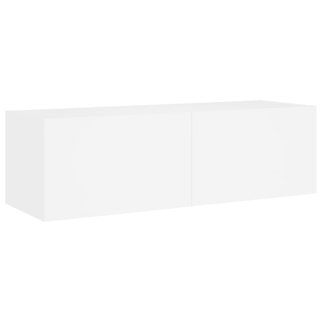 vidaXL TV Wall Cabinet with LED Lights White 100x35x31 cm