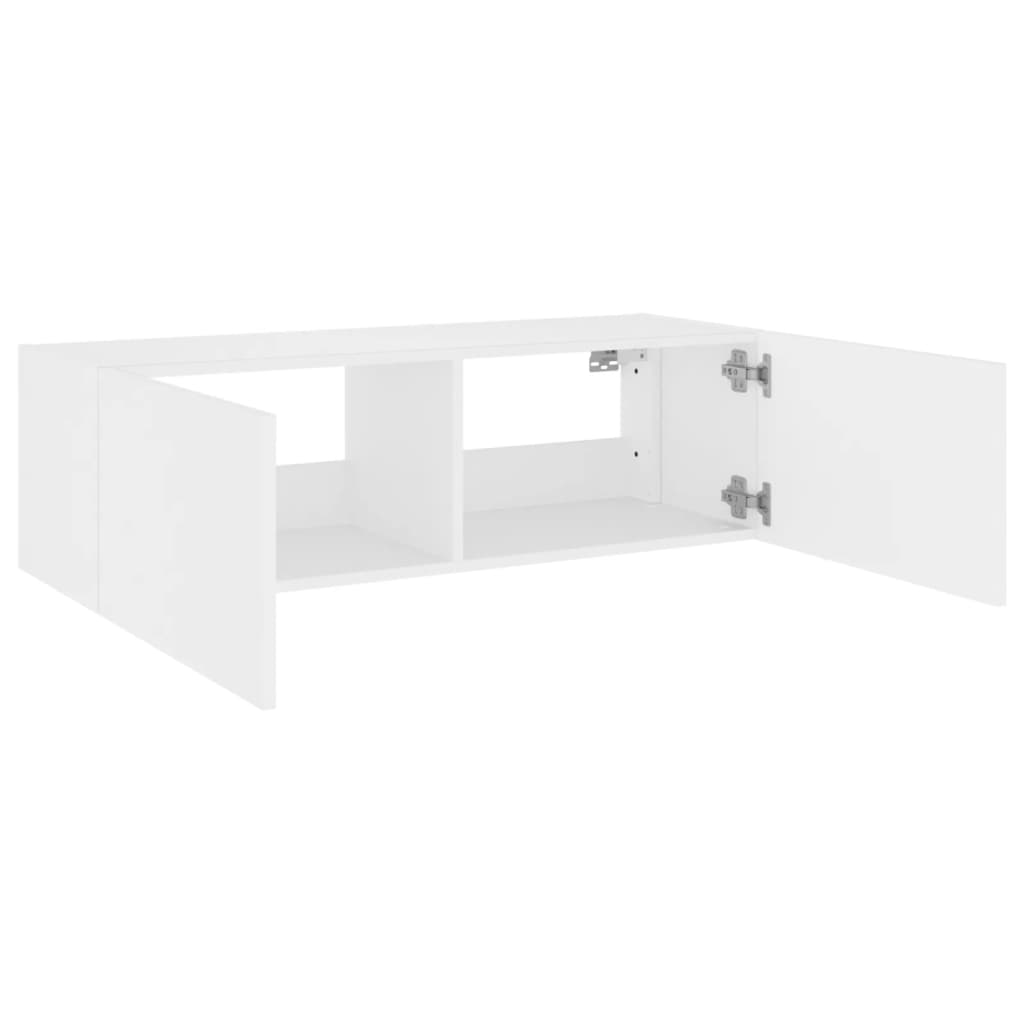 vidaXL TV Wall Cabinet with LED Lights White 100x35x31 cm