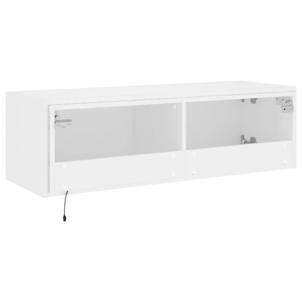 vidaXL TV Wall Cabinet with LED Lights White 100x35x31 cm