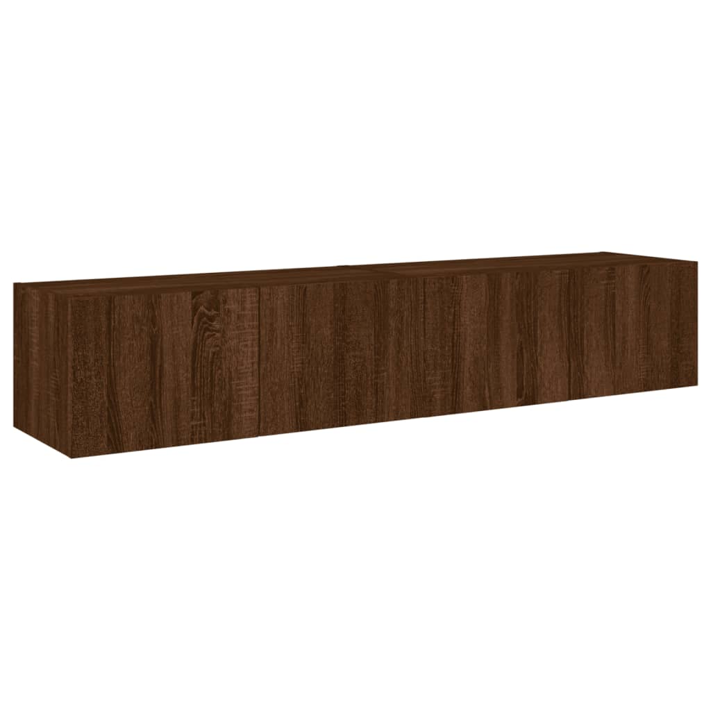 vidaXL TV Wall Cabinets with LED Lights 2 pcs Brown Oak 80x35x31 cm