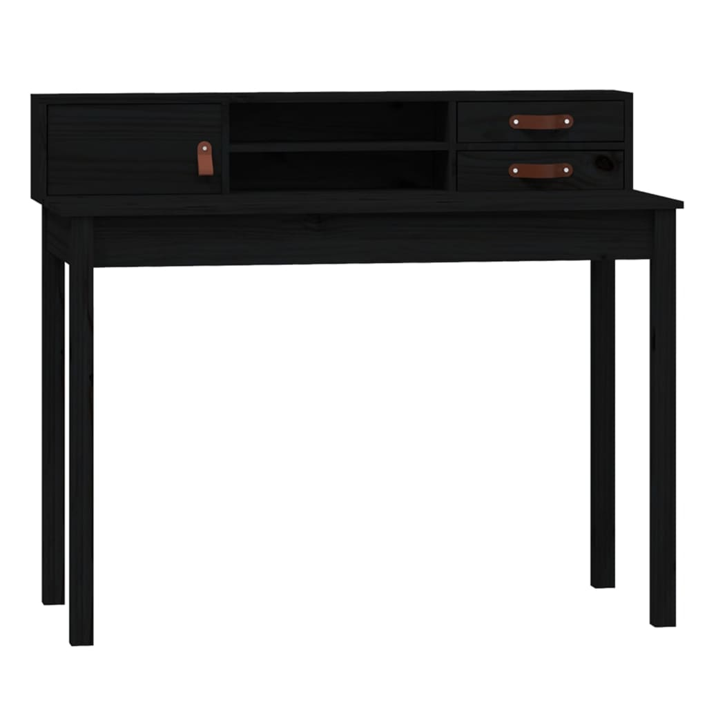 vidaXL Desk Black 110x50x93 cm Solid Wood Pine