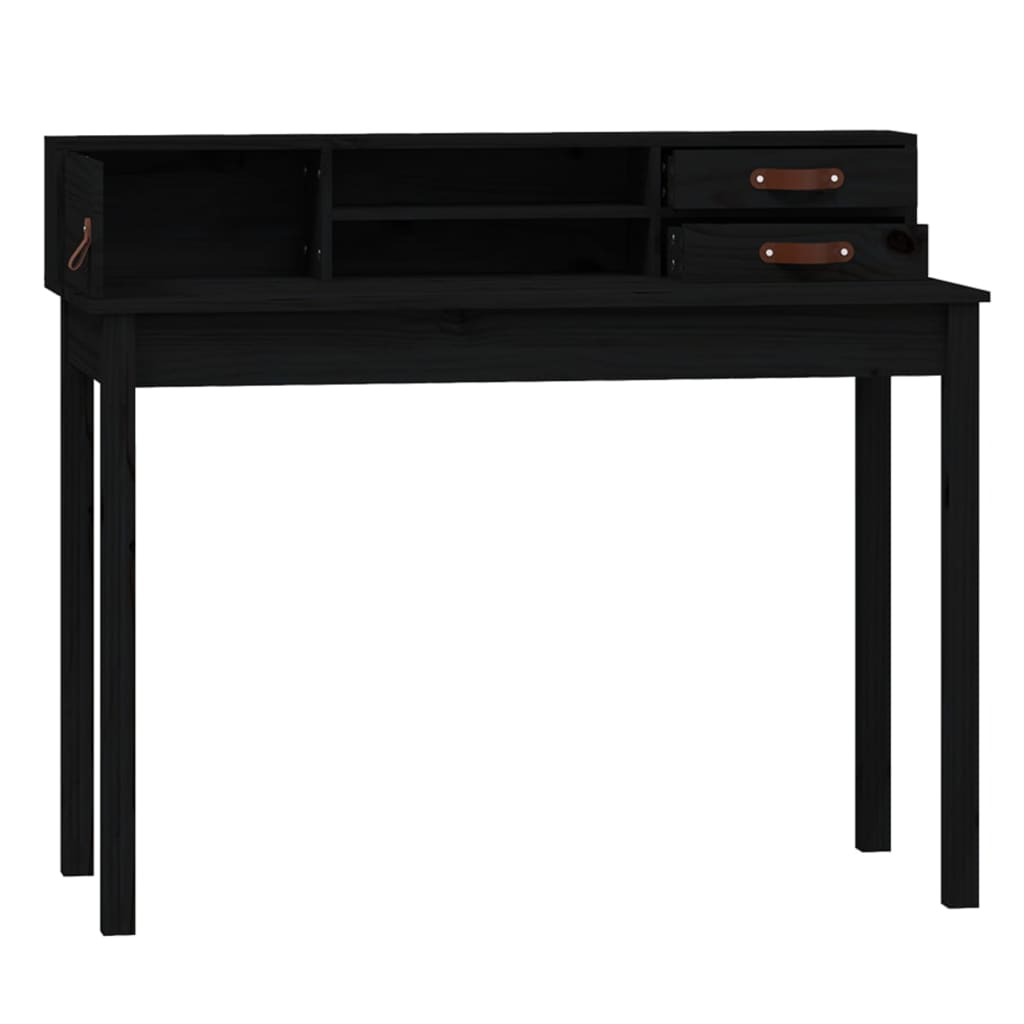 vidaXL Desk Black 110x50x93 cm Solid Wood Pine