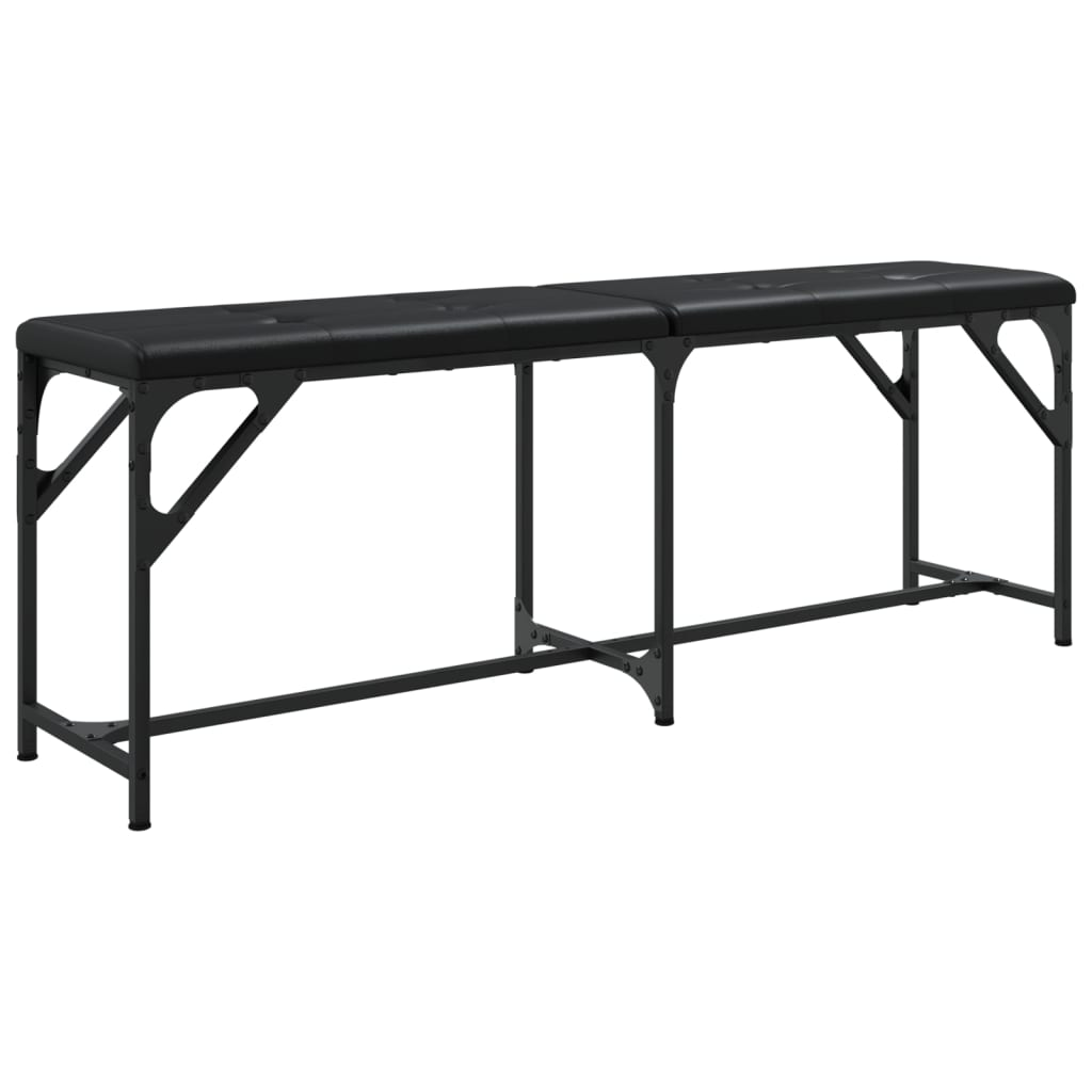 vidaXL Dining Bench Black 124x32x45 cm Steel and Faux Leather