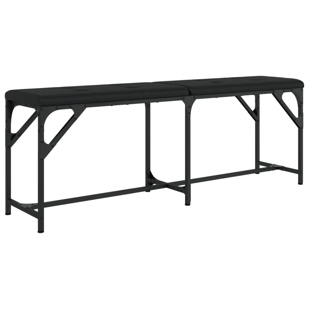 vidaXL Dining Bench Black 124x32x45 cm Steel and Faux Leather