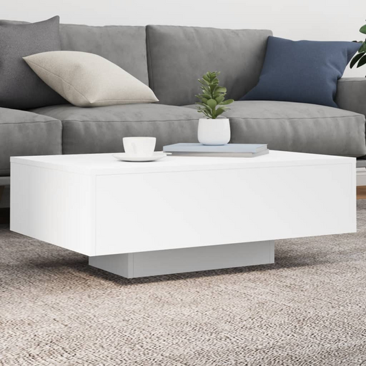 vidaXL Coffee Table with LED Lights White 85x55x31 cm