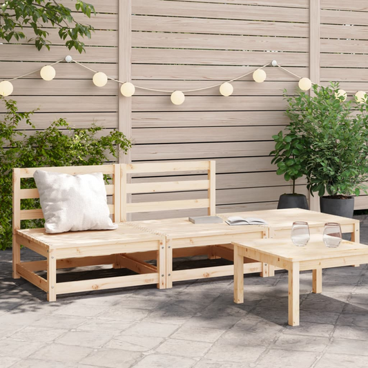 vidaXL Garden Sofa Armless with Footstool Solid Wood Pine