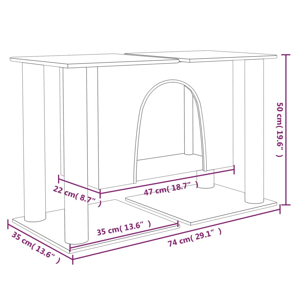 vidaXL Cat Tree with Sisal Scratching Posts Dark Grey 50 cm