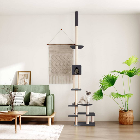 vidaXL Floor to Ceiling Cat Tree Dark Grey 268.5-294.5 cm