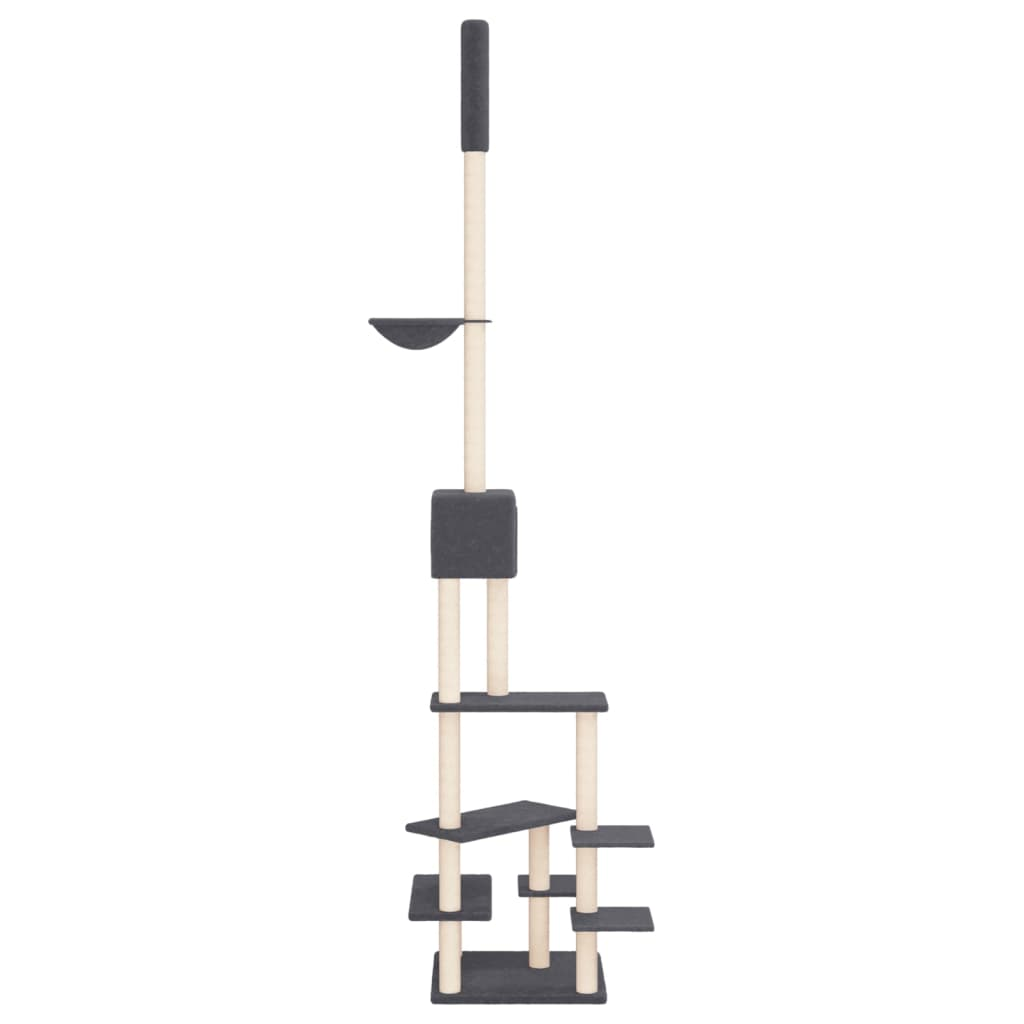 vidaXL Floor to Ceiling Cat Tree Dark Grey 268.5-294.5 cm