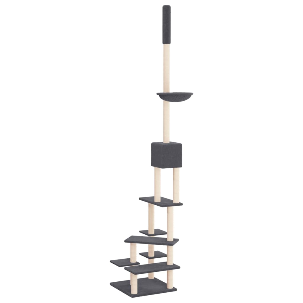 vidaXL Floor to Ceiling Cat Tree Dark Grey 268.5-294.5 cm