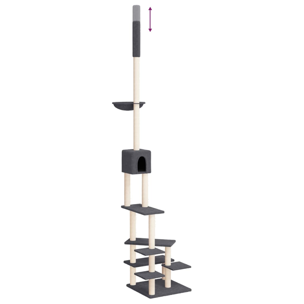 vidaXL Floor to Ceiling Cat Tree Dark Grey 268.5-294.5 cm