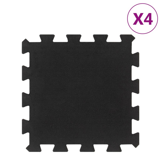 vidaXL Rubber Floor Tiles 4 pcs Black 16 mm 30x30 cm