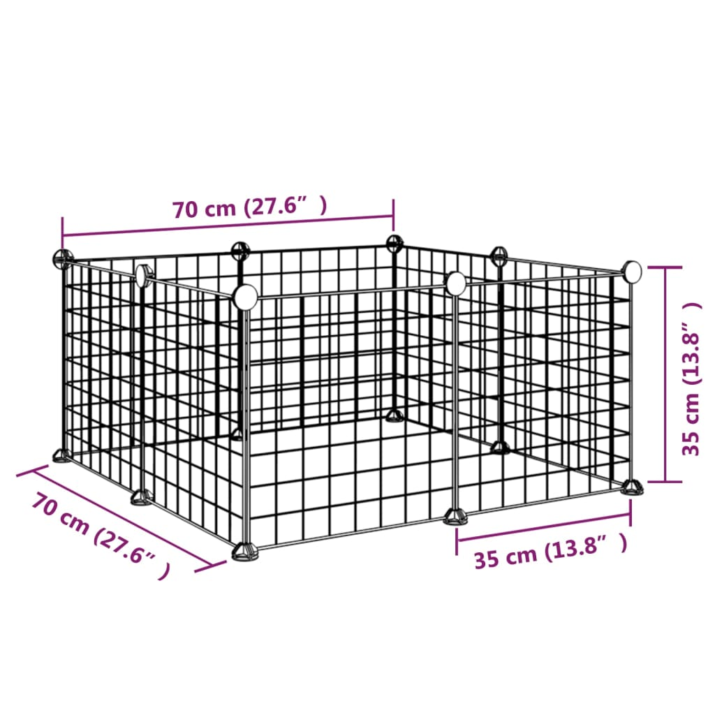 vidaXL 8-Panel Pet Cage Black 35x35 cm Steel