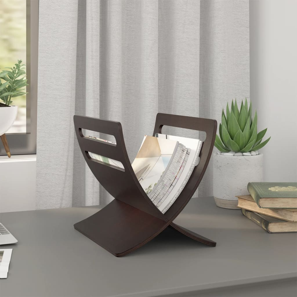 vidaXL Wooden Magazine Rack Floor Standing Brown