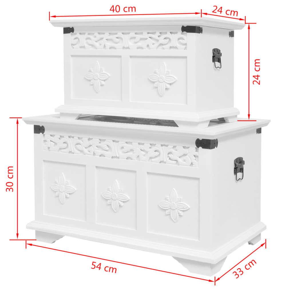 vidaXL Two Piece Storage Chest Set White