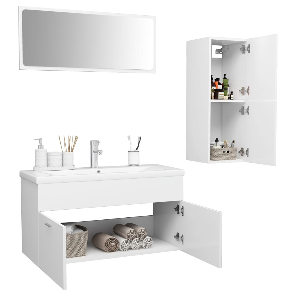 vidaXL Bathroom Furniture Set White Engineered Wood