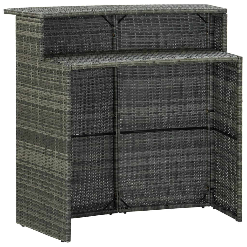 vidaXL 5 Piece Garden Bar Set with Cushions Poly Rattan Grey