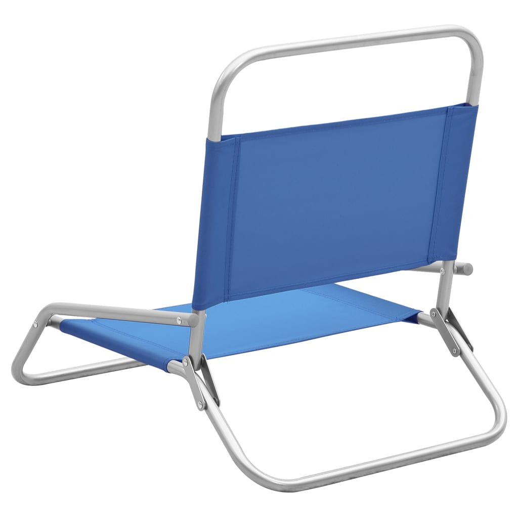 vidaXL Folding Beach Chairs 2 pcs Blue Fabric