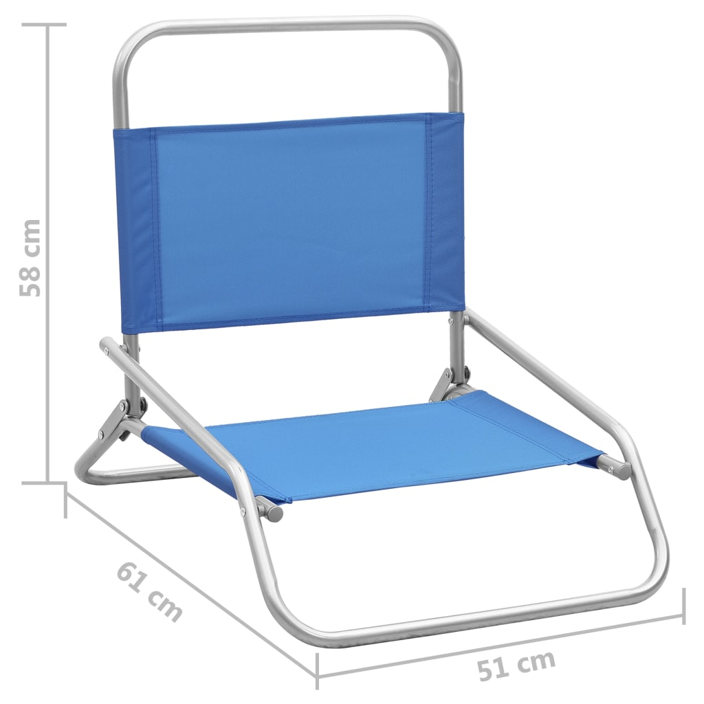 vidaXL Folding Beach Chairs 2 pcs Blue Fabric