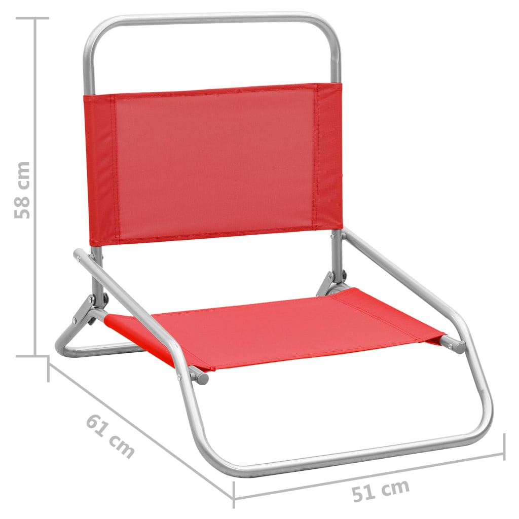 vidaXL Folding Beach Chairs 2 pcs Red Fabric