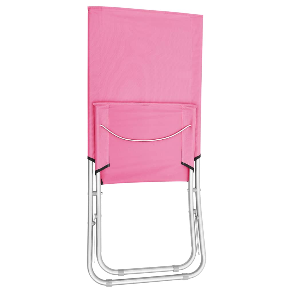 vidaXL Folding Beach Chairs 2 pcs Pink Fabric