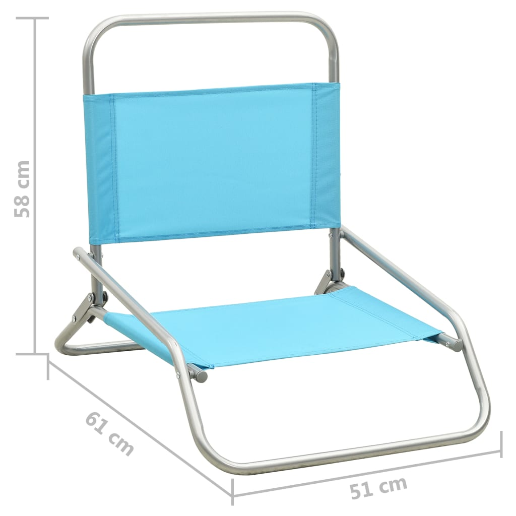 vidaXL Folding Beach Chairs 2 pcs Turquoise Fabric