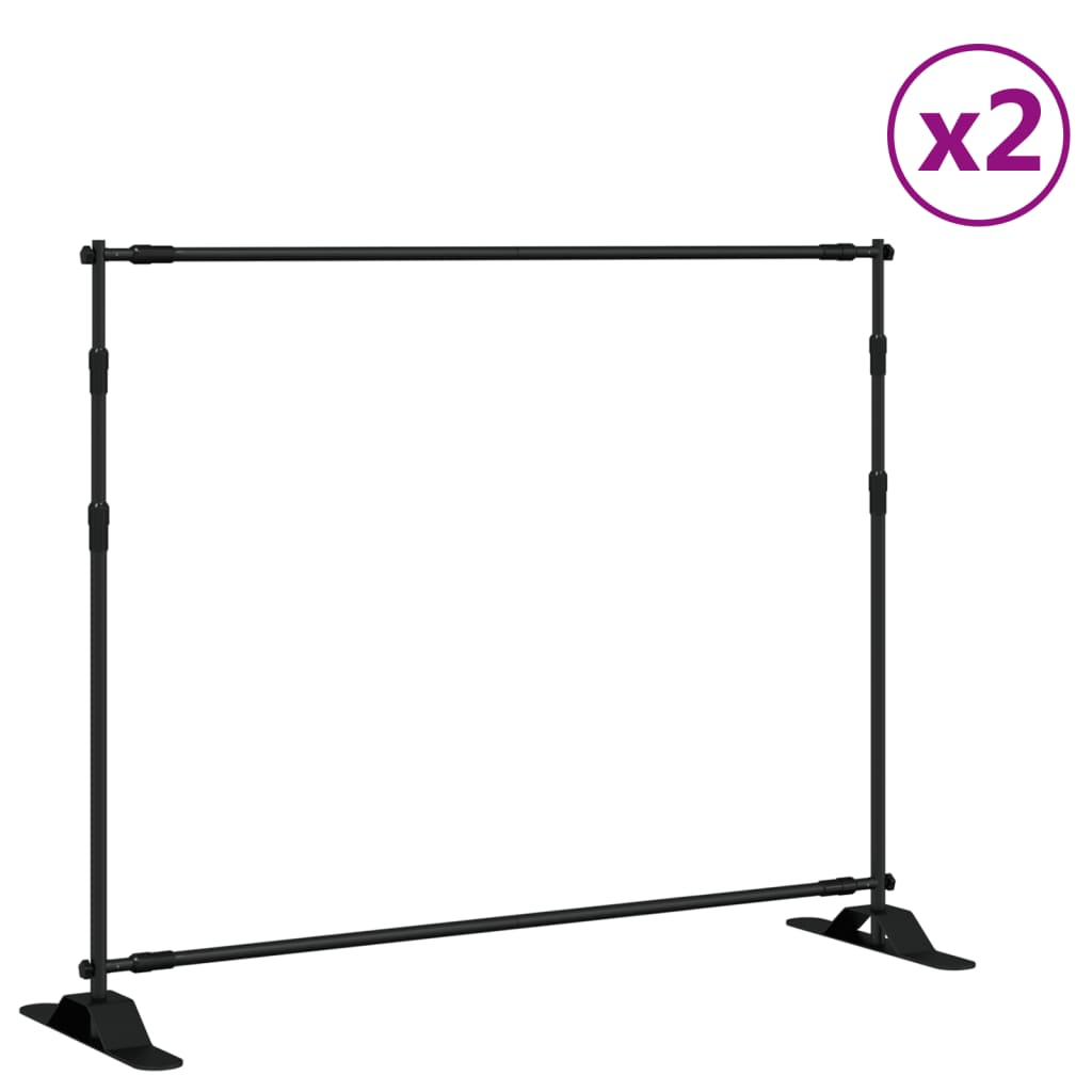 vidaXL Backdrop Stands 2 pcs Black 254x243 cm Steel