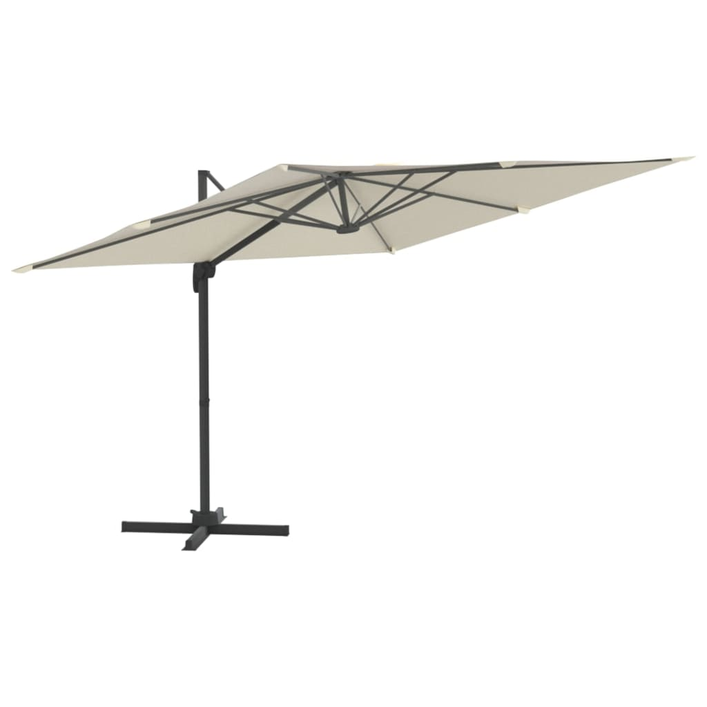 vidaXL LED Cantilever Umbrella Sand White 400x300 cm