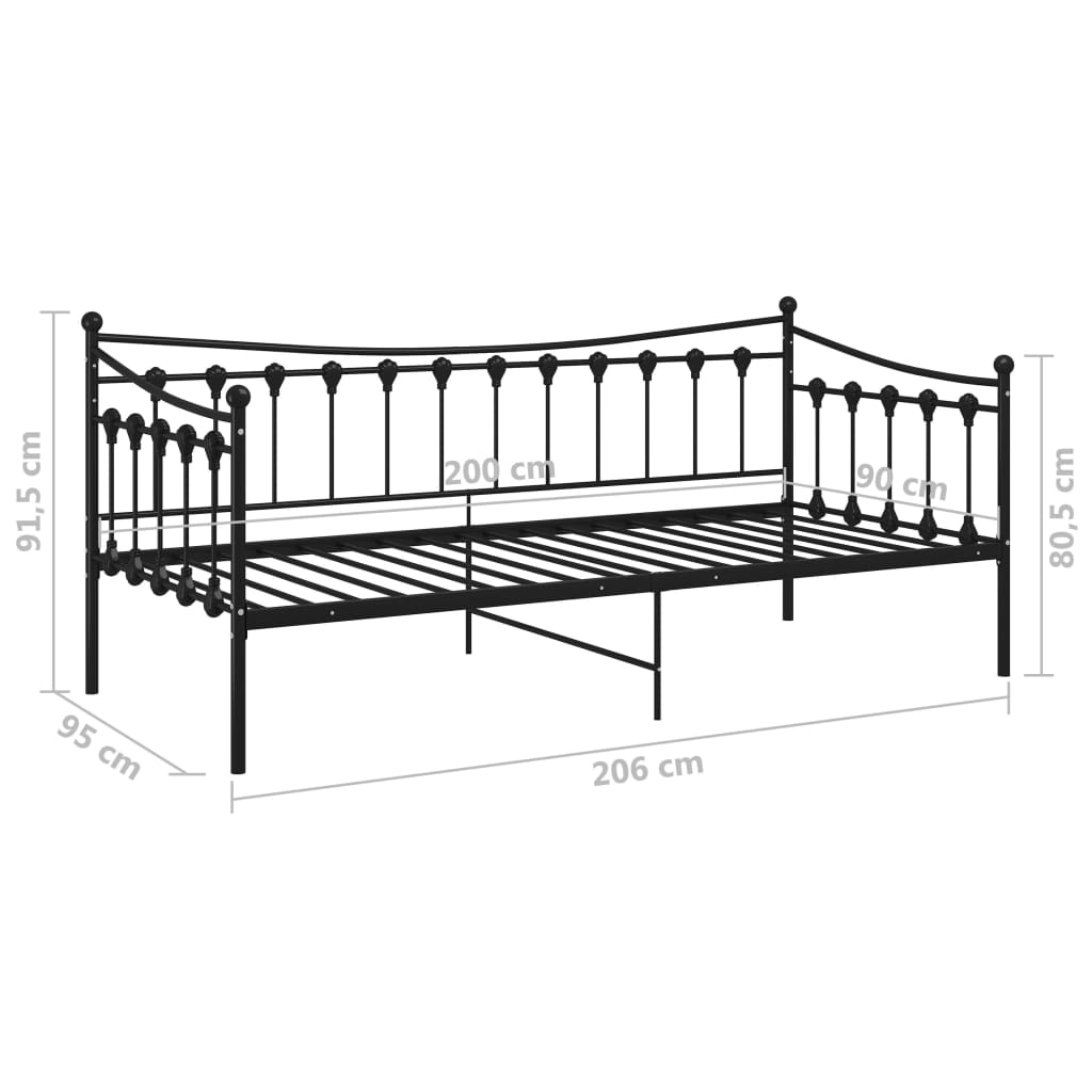 vidaXL Sofa Bed Frame Black Metal 90x200 cm