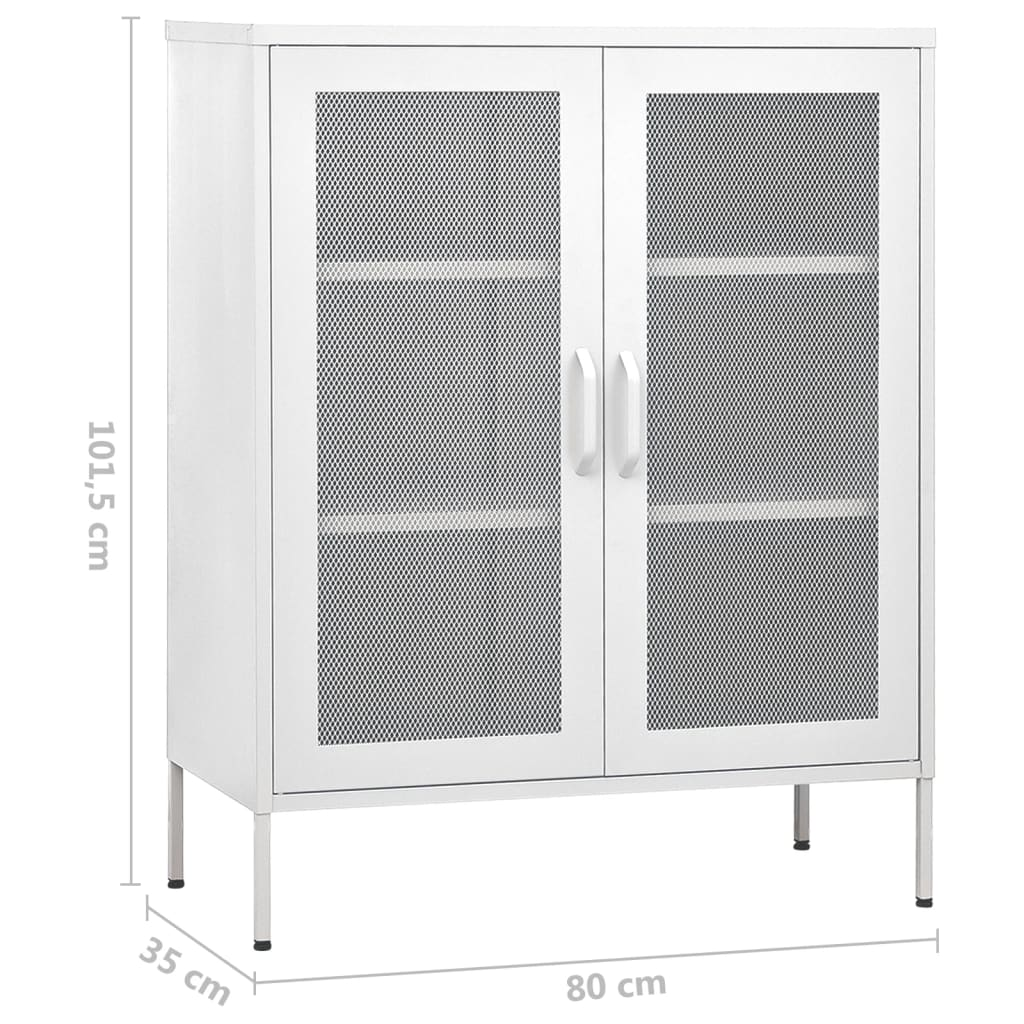 vidaXL Storage Cabinet White 80x35x101.5 cm Steel