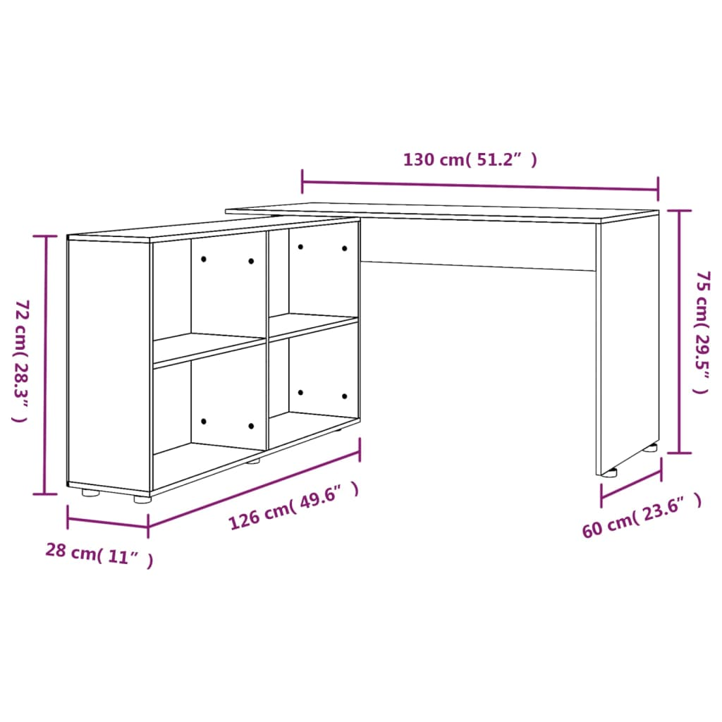 vidaXL Corner Desk Black Engineered Wood