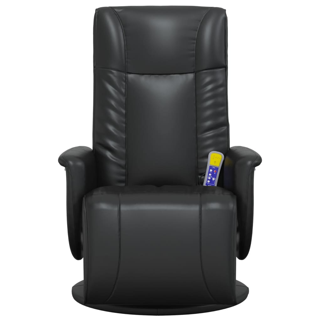 vidaXL Massage Recliner Chair with Footrest Black Faux Leather