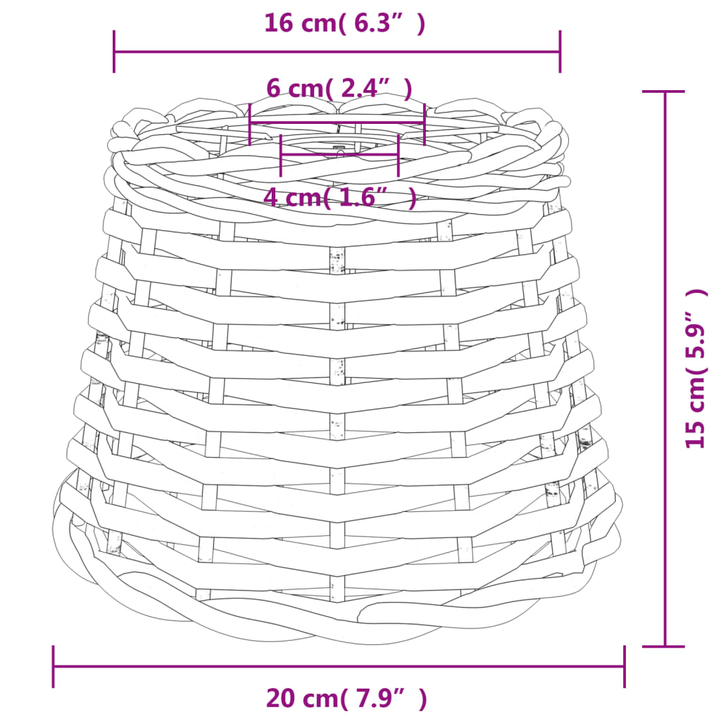 vidaXL Ceiling Lamp Shade Brown Ø20x15 cm Wicker