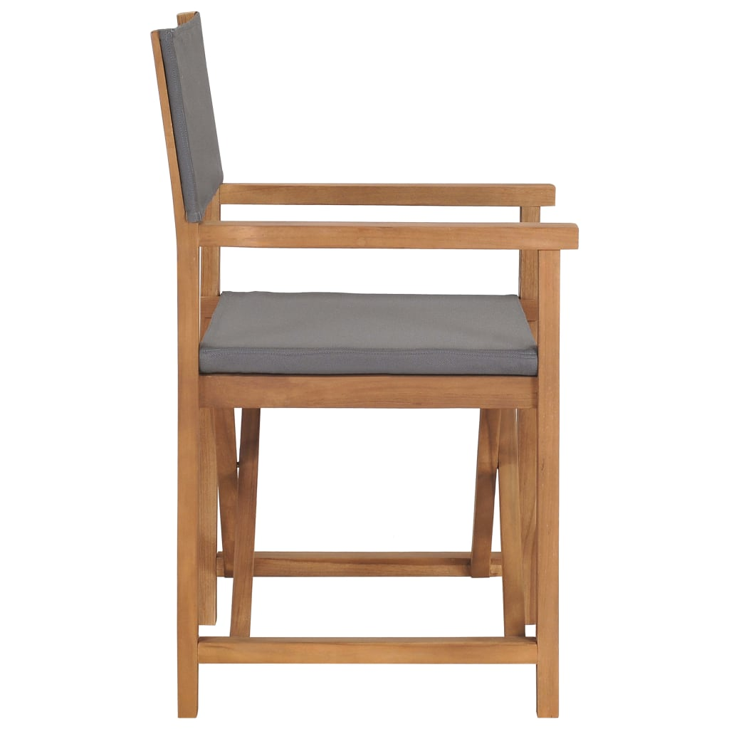 vidaXL Director's Chair Solid Teak Wood Grey