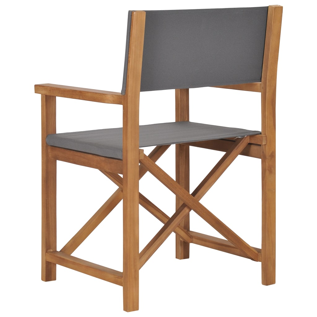 vidaXL Director's Chair Solid Teak Wood Grey