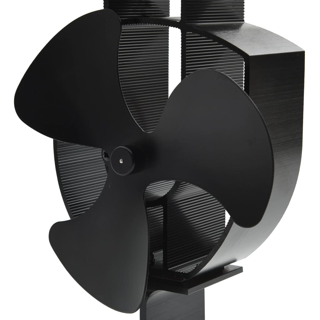 vidaXL Heat Powered Stove Fan 3 Blades Black