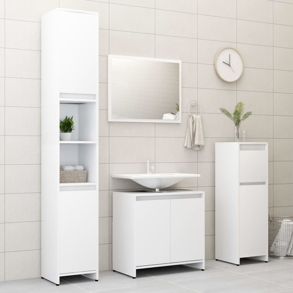 vidaXL Bathroom Furniture Set White Engineered Wood