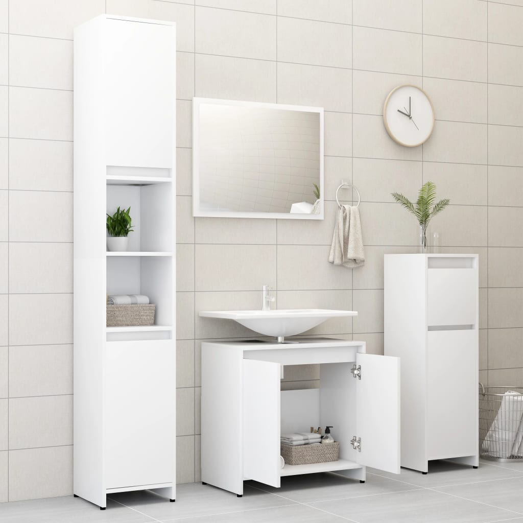 vidaXL Bathroom Furniture Set White Engineered Wood