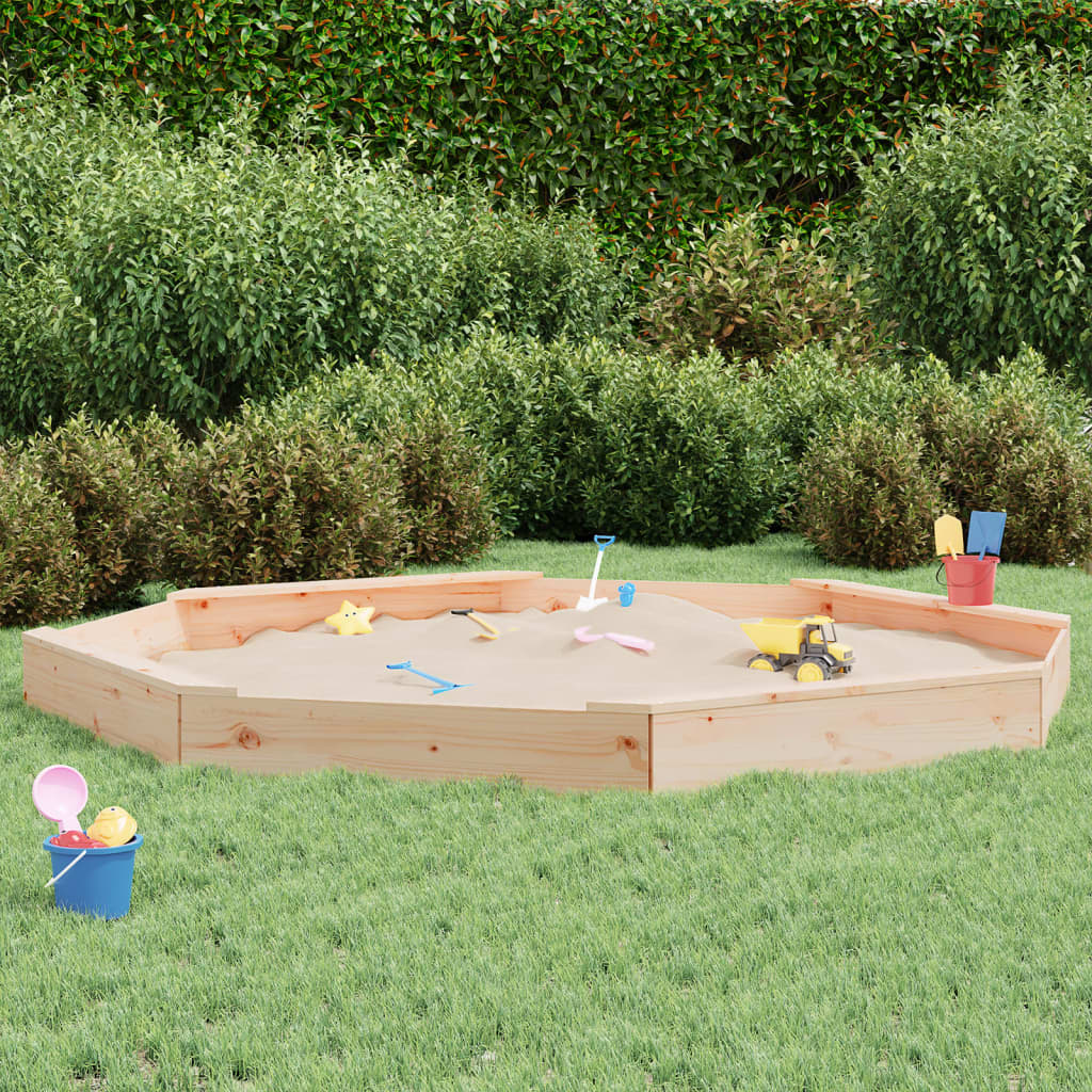 vidaXL Sandbox with Seats Octagon Solid Wood Pine