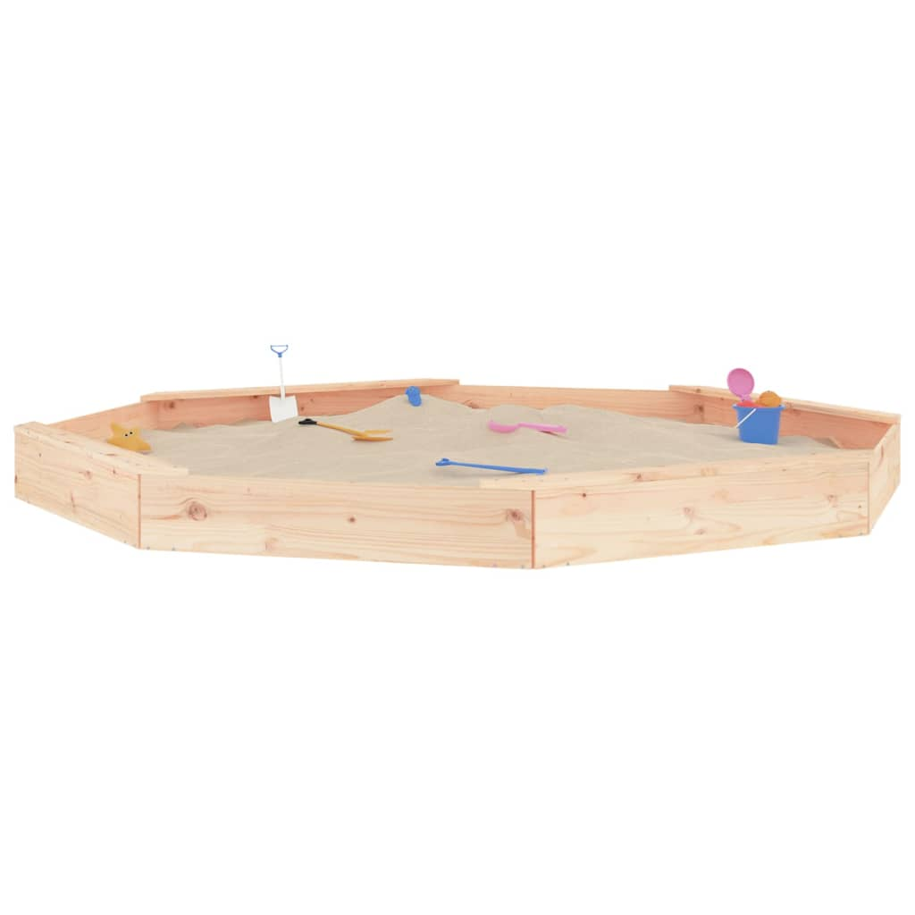 vidaXL Sandbox with Seats Octagon Solid Wood Pine