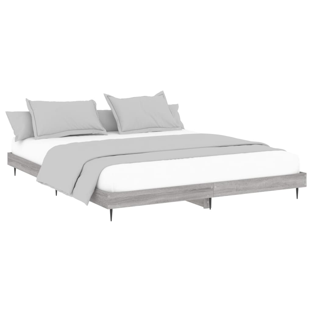 vidaXL Bed Frame Grey Sonoma 150x200 cm King Size Engineered Wood